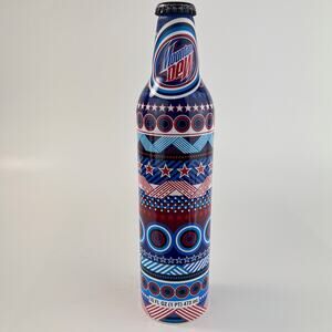 Mountain Dew Green Label Art Stars and Stripes 16oz Full Bottle 2008